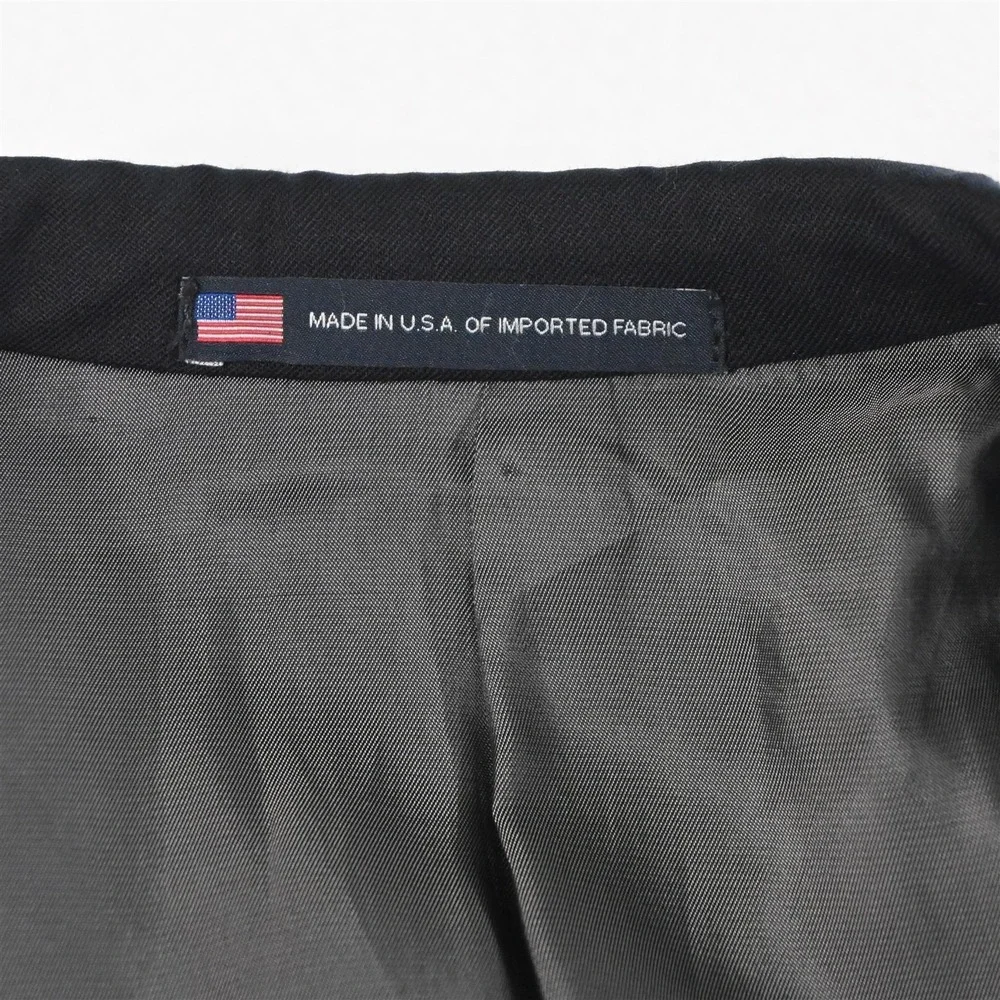 Hart‎ Shaffner Marx 48L Black Wool USA Made Mens Blazer Suit Jacket Sport Coat